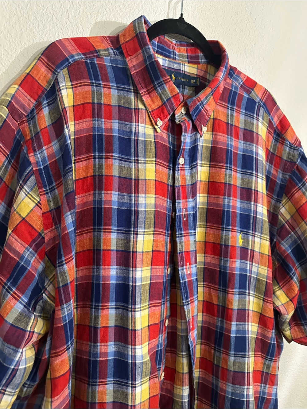 Ralph Lauren 100% Linen Plaid Button-Down Shirt